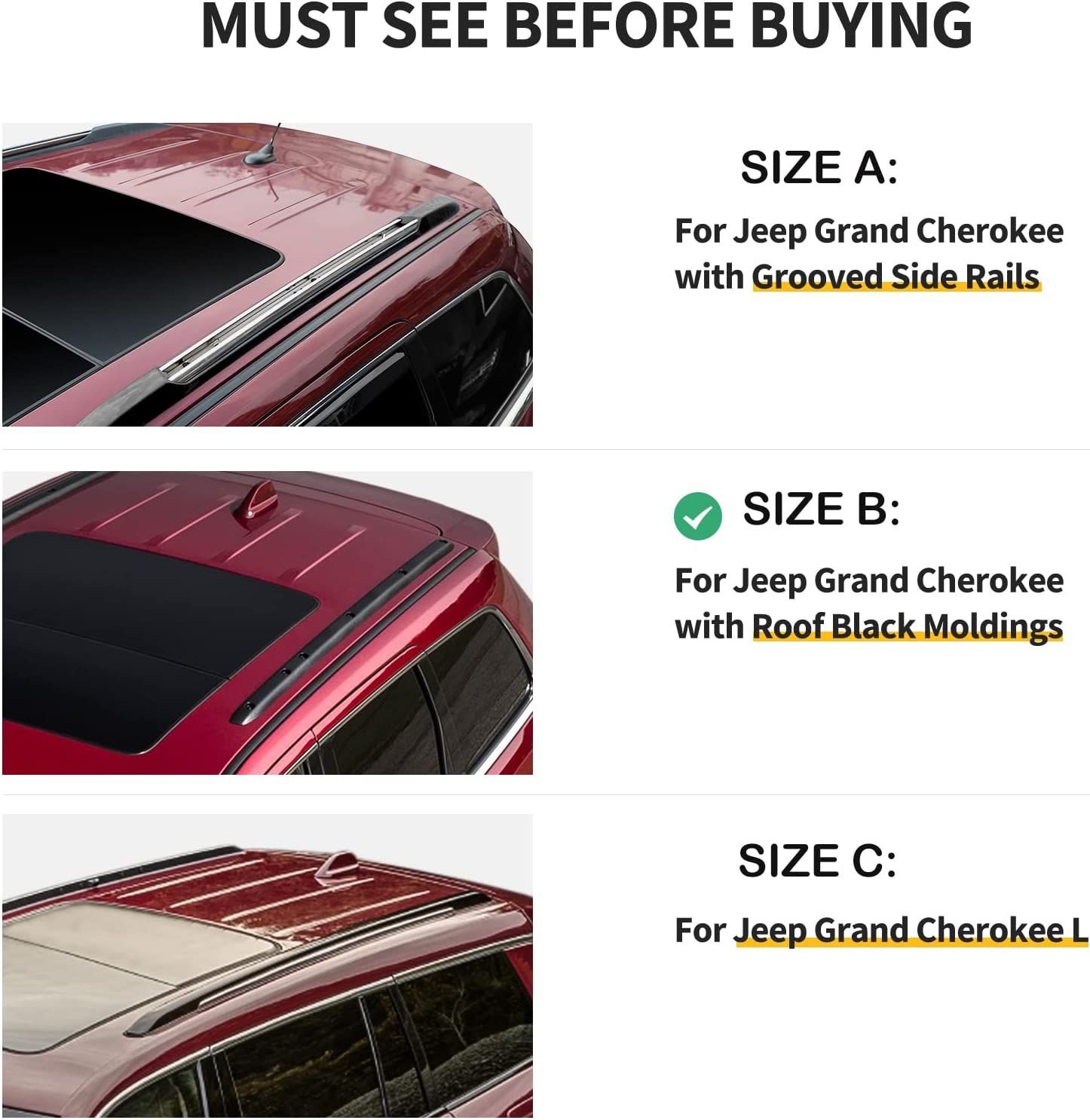 For Jeep Grand Cherokee WK2 SRT 2011-2020 Roof Rack Cross Bars Flush Rail Silver