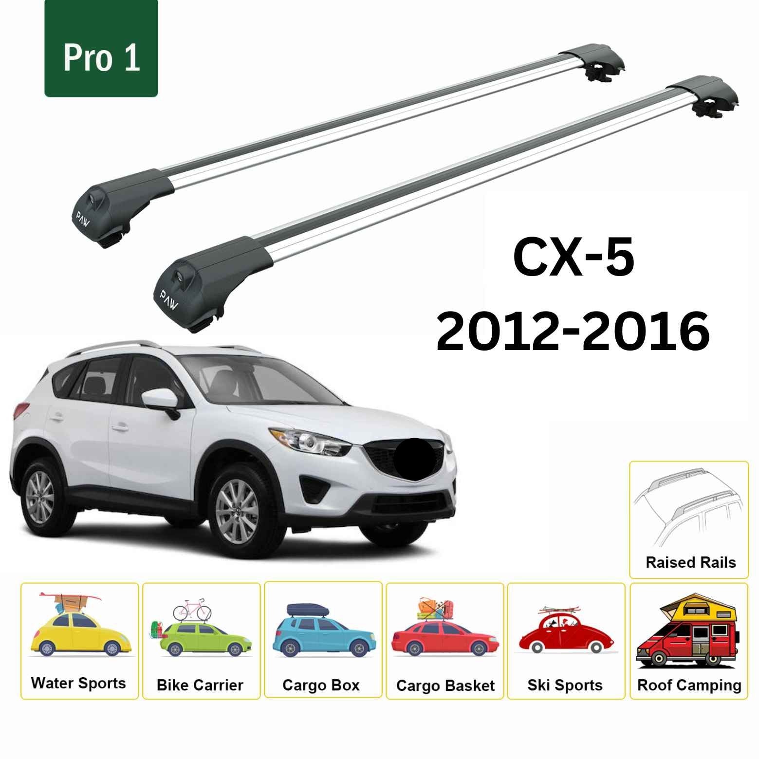 For Mazda CX 5 KF Roof Rack Cross Bars Raised Rail Alu 2017- Up Silver