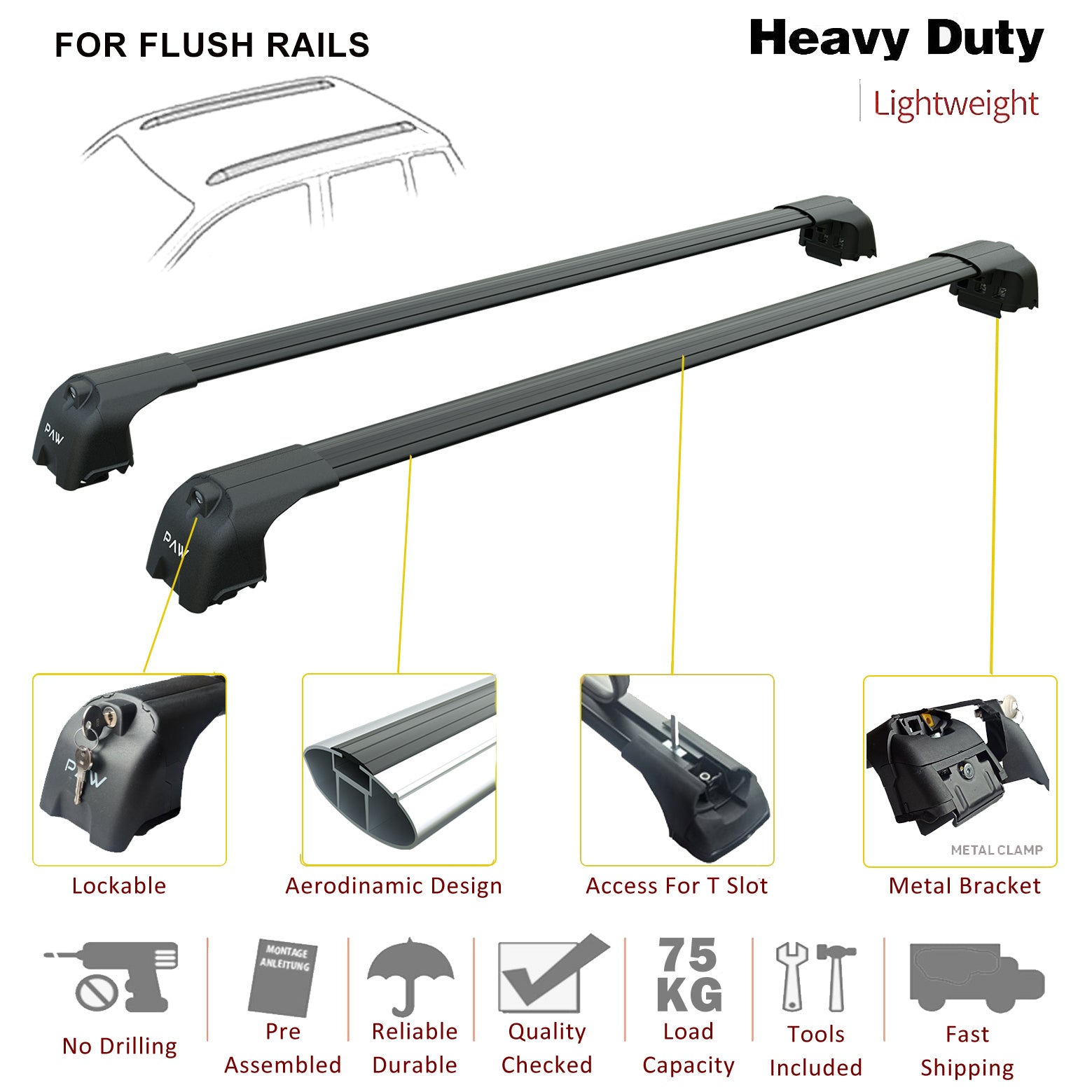 Peugeot 5008 2010-2017 Roof Racks Cross Bars Rails Top Carrier Alu Silver