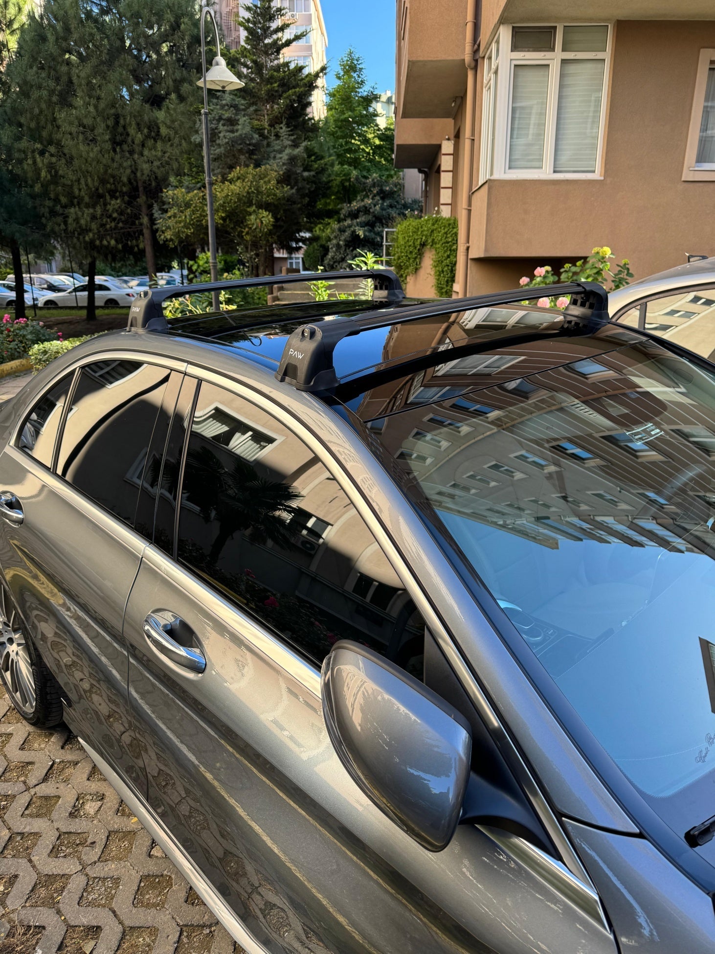 For Mercedes C Sedan W205 2014-2021 Roof Rack Cross Bars Fix Point Black