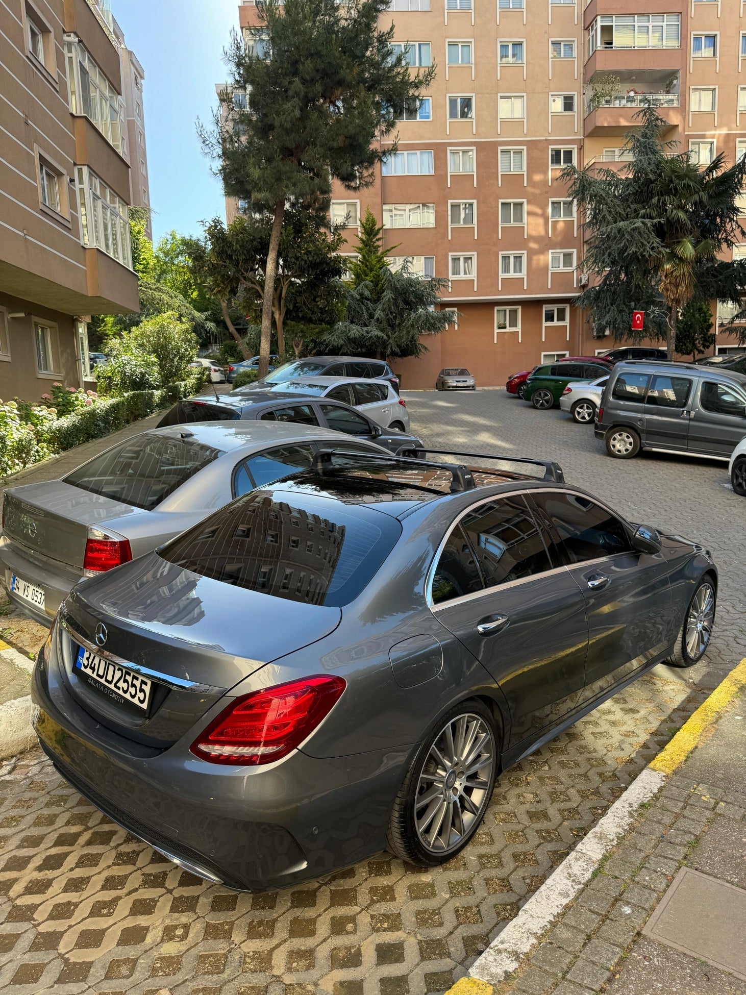 For Mercedes C Sedan W205 2014-2021 Roof Rack Cross Bars Fix Point Silver