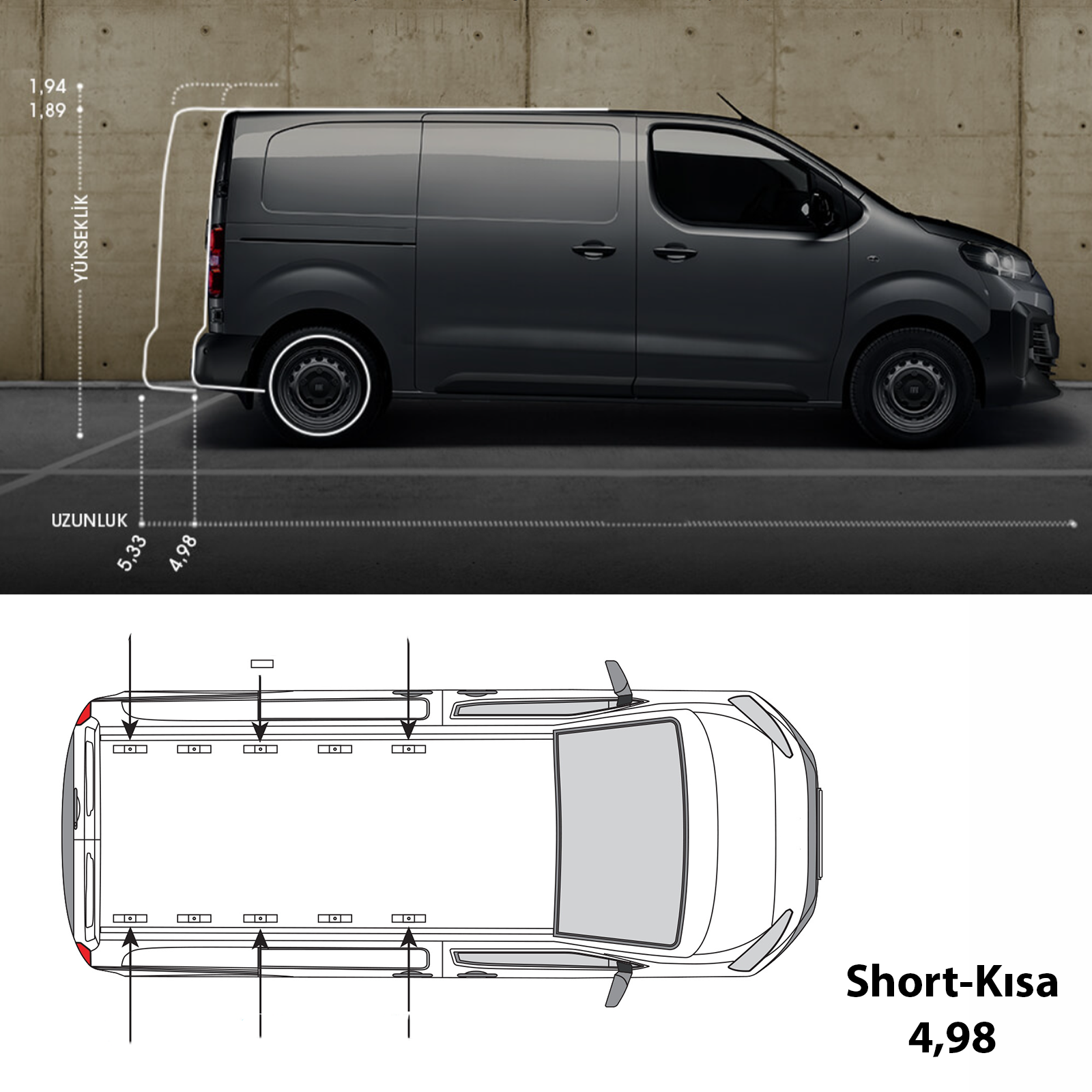 For Fiat Scudo Roof Rack Rails - Silver 2021-2025 MEDIUM LENGTH