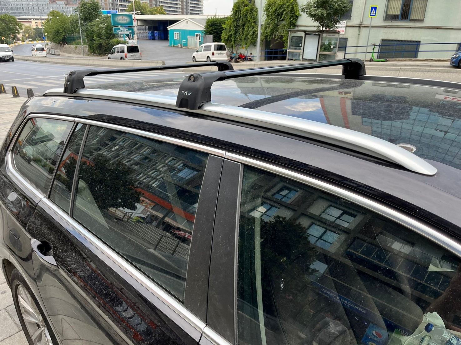 For Volkswagen Passat Variant B8 2015-Up Roof Rack Cross Bar Flush Rail Alu Black