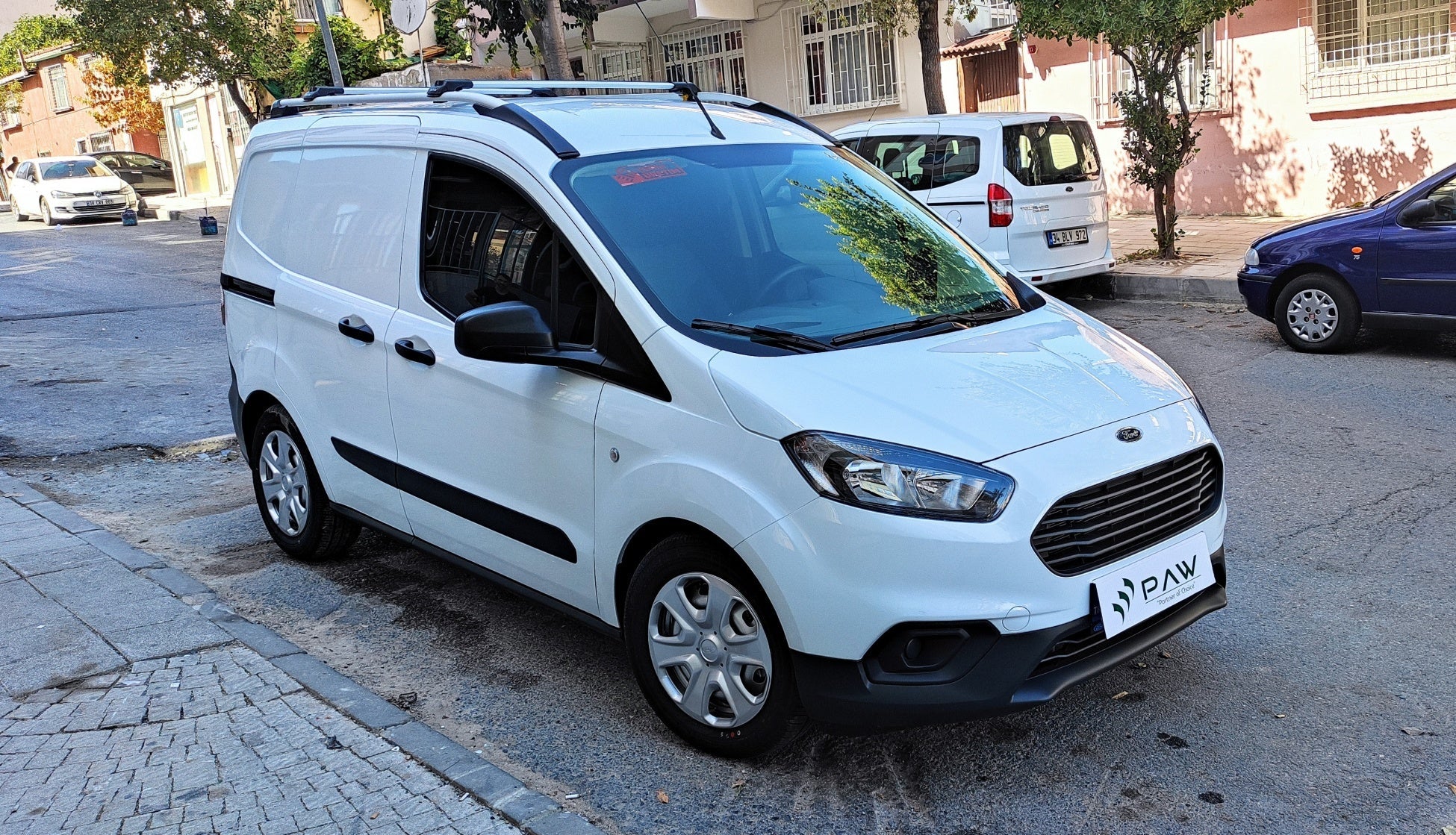For Ford Courier Van 2014-2023 Pcs Roof Rack + 2Pcs Aluminium Cross Bar, Metal Bracket, Lockable, Silver