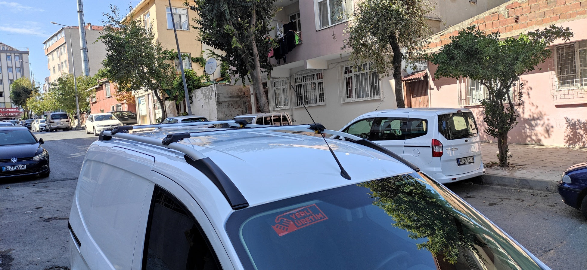 For Ford Courier Van 2014-2023 Pcs Roof Rack + 2Pcs Aluminium Cross Bar, Metal Bracket, Lockable, Black