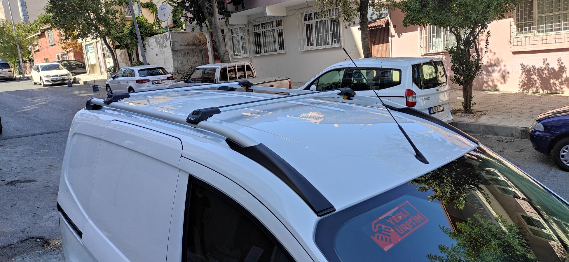 For Ford Courier Van 2014-2023 Pcs Roof Rack + 2Pcs Aluminium Cross Bar, Metal Bracket, Lockable, Silver