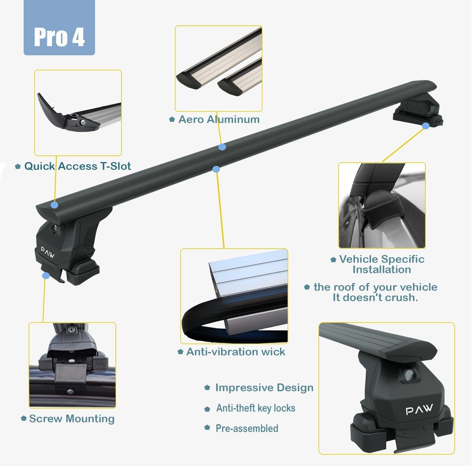 For Ford Ecosport 2018-2025 Roof Rack System Carrier Cross Bars Aluminum Black