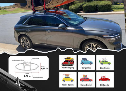 For Mercedes Benz EQA SUV (2021-2026) Roof Rack Cross Bars Flush Rail, Silver