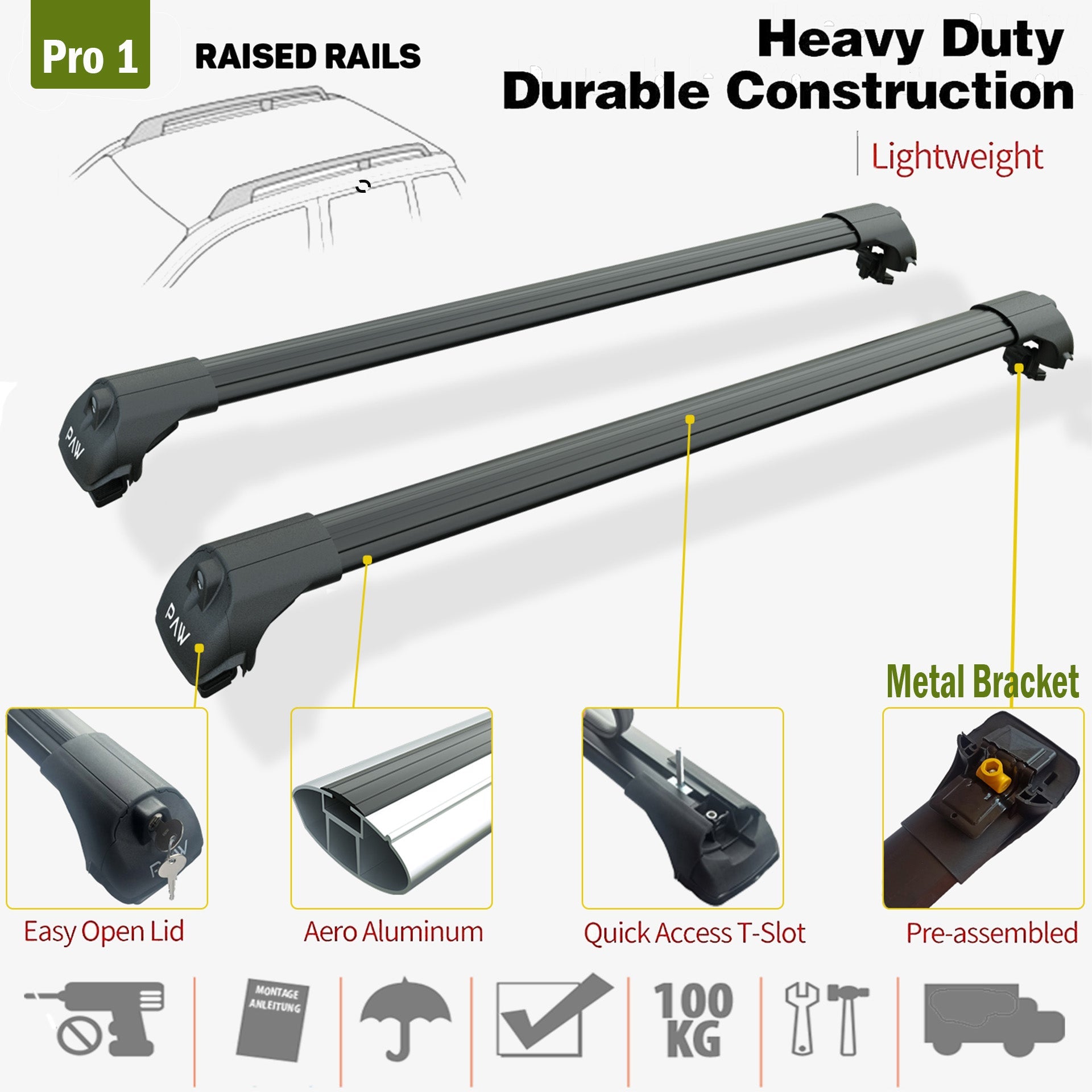 For Ford Transit Custom Roof Rails and Roof Rack Cross Bars Plus Black Swb 2023- Up