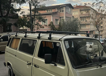 For Volkswagen Transporter T3 1980-1990 Roof Rack Cross Bars Rain Gutters Black 3 QTY