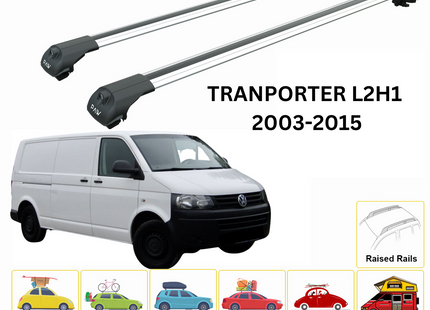 For Volkswagen Transporter T5 2003-2015 SWB Roof Rails and Roof Rack Cross Bar Silver