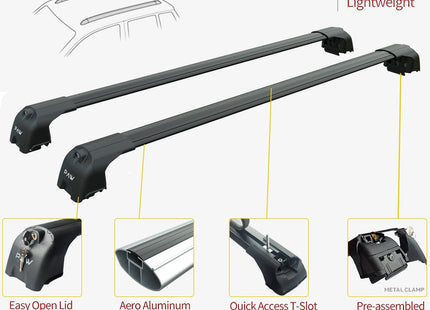 For Mercedes C Estate S206 Roof Rack Cross Bars Flush Rail Alu Black 2021- Up