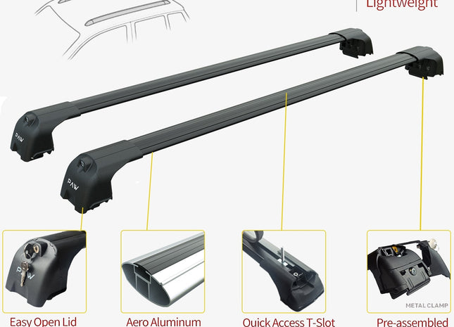 For Mercedes C Estate S206 Roof Rack Cross Bars Flush Rail Alu Black 2021- Up