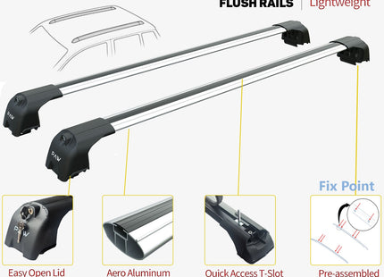 For Toyota Corolla Cross 2022-2025 Roof Rack Cross Bars Flush Rail Alu Silver