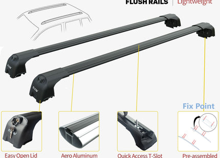 For Toyota Corolla Cross 2022-2025 Roof Rack Cross Bars Flush Rail Alu Black