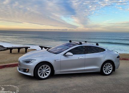 For Tesla Model S (2016-2021) Roof Rack Cross Bars – Metal Bracket Fix Point – Aluminum – Black