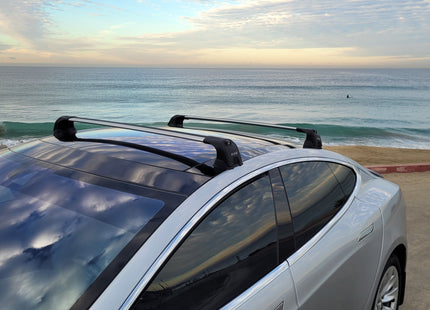 For Tesla Model S (2016-2021) Roof Rack Cross Bars – Metal Bracket Fix Point – Aluminum – Black