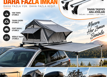 Toyota Corolla Cross (2022-2026) Roof Tent Carrier Crossbar, Pratik Series, Silver