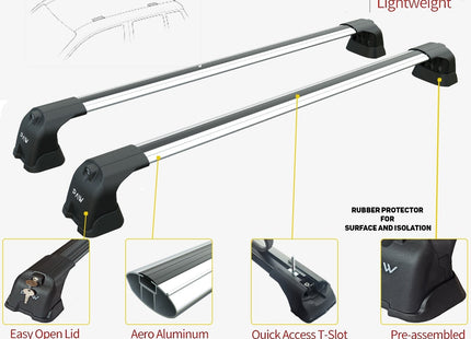 For Nissan X-Trail T32 Roof Rack System, Aluminium Cross Bar, Fix Point, Silver 2014-2021