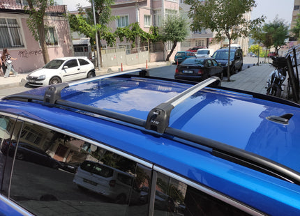 For Volkswagen Touran 2016- Up Roof Rack System, Aluminium Cross Bar, Metal Bracket, Flush Rail, Silver