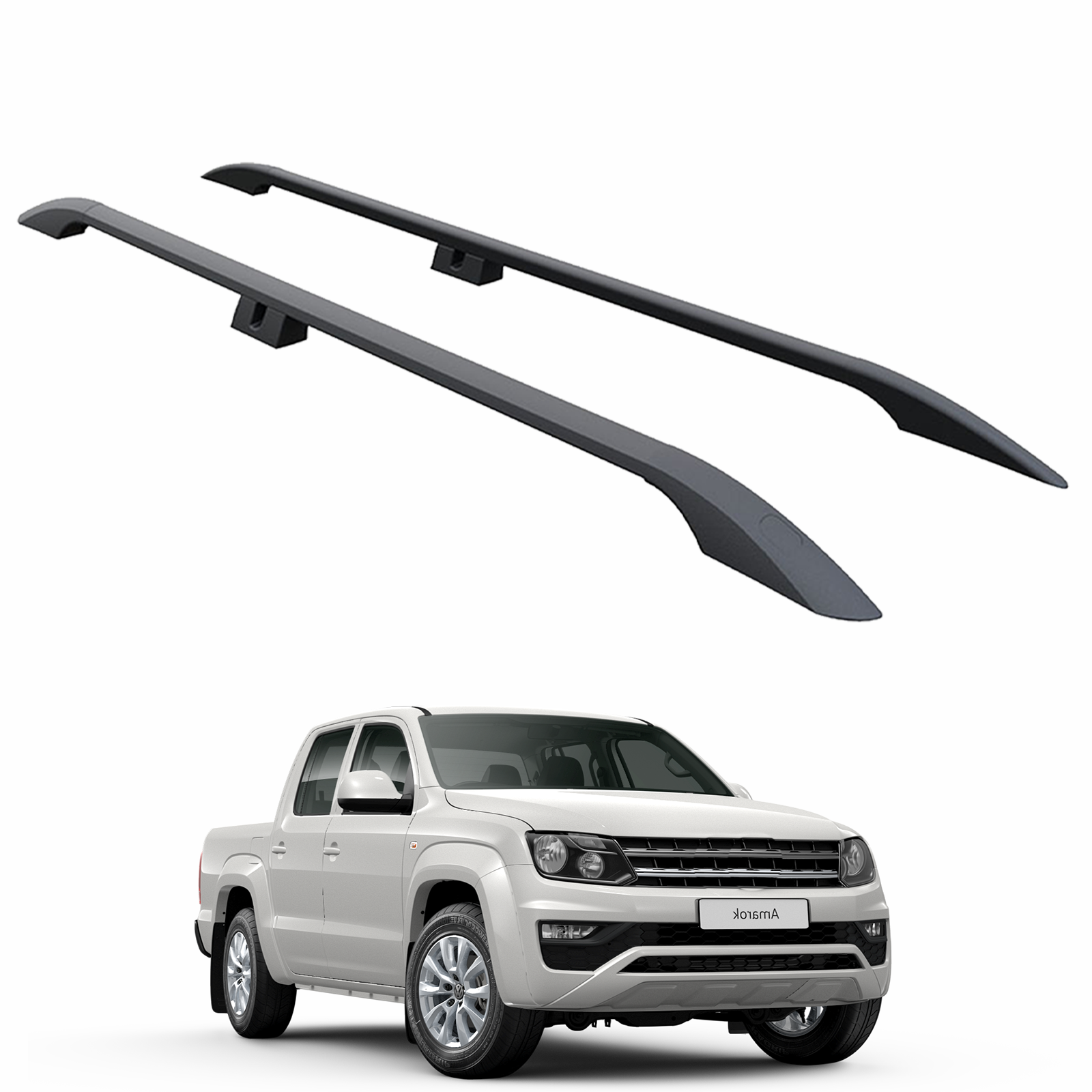 Aluminium Roof Rack Rails Side Bars Set To Fit Volkswagen Amarok 2010-2021 Black
