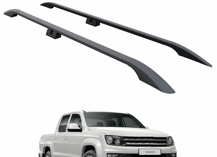 Aluminium Roof Rack Rails Side Bars Set To Fit Volkswagen Amarok 2010-2021 Black