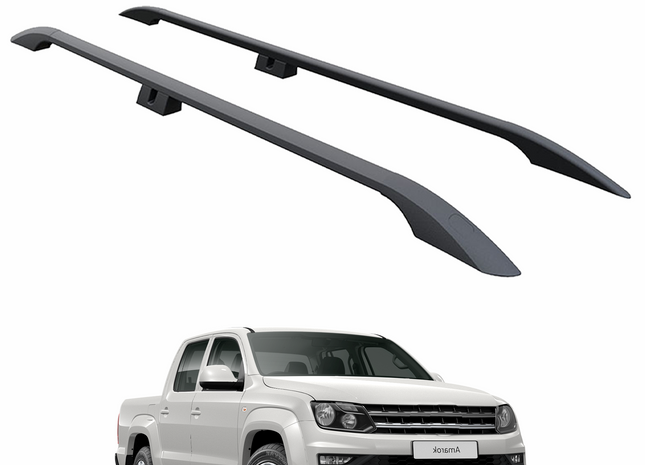 Aluminium Roof Rack Rails Side Bars Set To Fit Volkswagen Amarok 2010-2021 Black