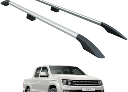 Aluminium Roof Rack Rails Side Bars Set To Fit Volkswagen Amarok 2010-2021 Silver
