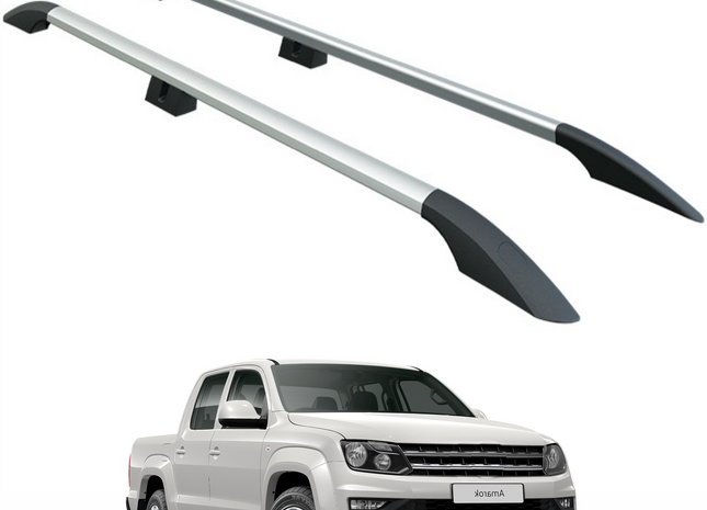 Aluminium Roof Rack Rails Side Bars Set To Fit Volkswagen Amarok 2010-2021 Silver
