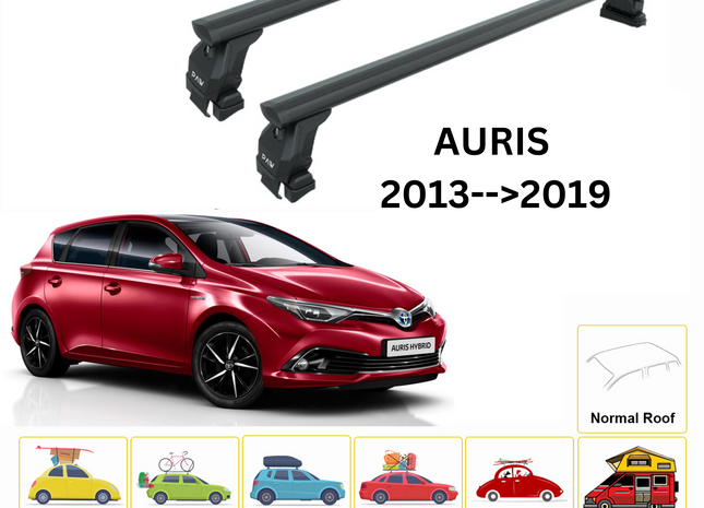 For Toyota Auris Roof Rack Cross Bars Normal Roof Alu Black 2013-19 (Glass roof)