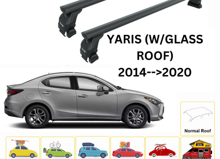 For Toyota Yaris Sedan 2014-20 Roof Rack Cross Bars Normal Roof Alu Black