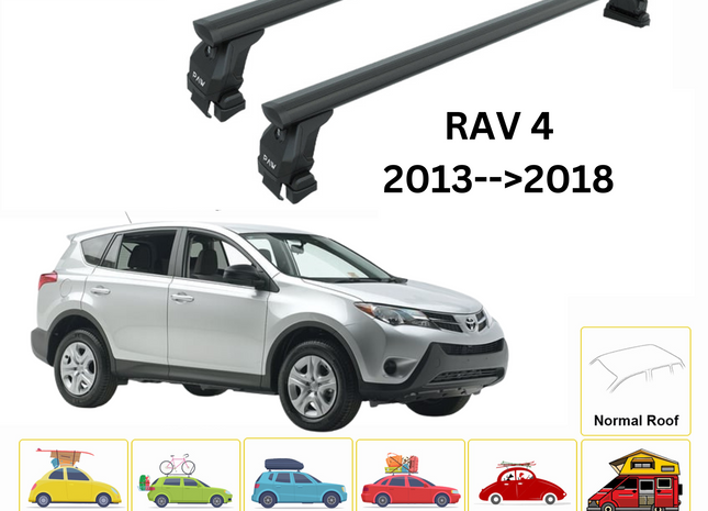 For Toyota Rav 4 2013-18 Roof Rack Cross Bars Normal Roof Alu Black