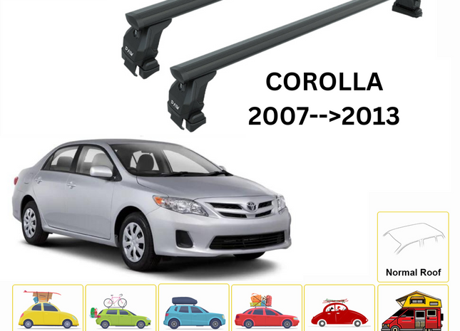 For Toyota Corolla 2007-2013 Roof Rack Cross Bars Normal Roof Black