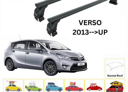 For Toyota Verso 2013-Up Roof Rack Cross Bars Normal Roof Alu Black