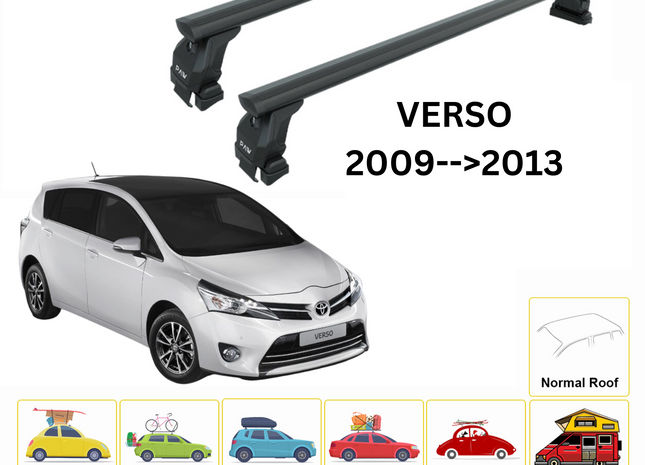 For Toyota Verso 2009-13 Roof Rack Cross Bars Normal Roof Alu Black