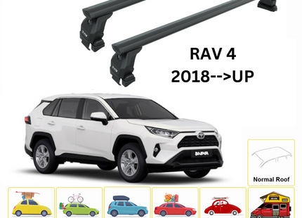 For Toyota Rav 4 2018-Up Roof Rack Cross Bars Normal Roof Alu Black
