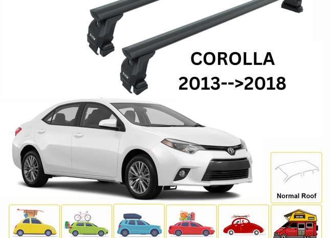 For Toyota Corolla Sedan 2013-2018 Roof Rack Cross Bars Normal Roof Black