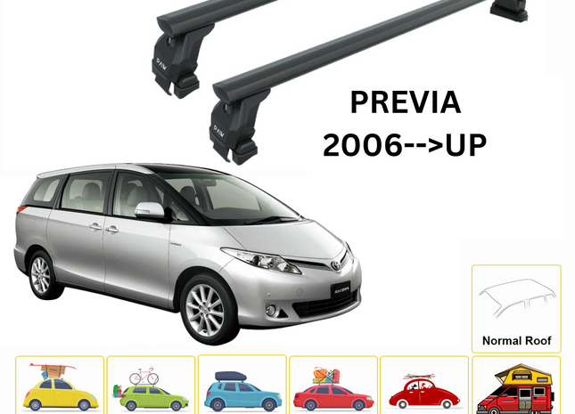 For Toyota Previa 2006-Up Roof Rack Cross Bars Normal Roof Alu Black