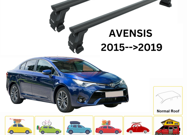 For Toyota Avensis 2015-19 Roof Rack Cross Bars Normal Roof Alu Black
