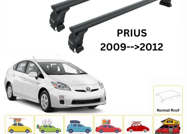 For Toyota Prius Roof Rack Cross Bars Normal Roof Alu 2009-2012 Black