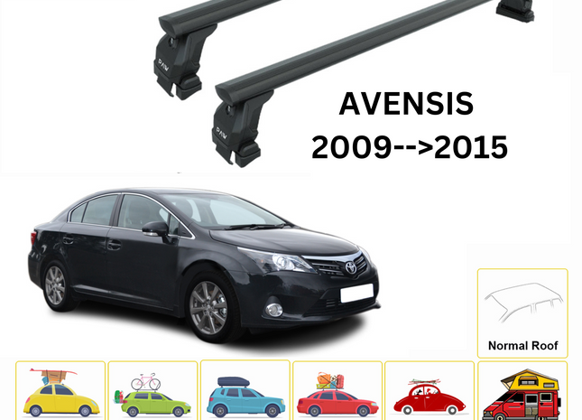 For Toyota Avensis 2009-15 Roof Rack Cross Bars Normal Roof Alu Black