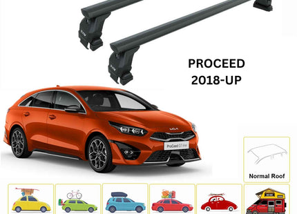 For Kia Proceed Roof Rack Cross Bars Normal Roof Alu 2018-Up Black