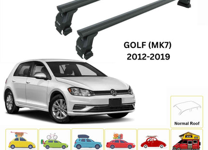 For Volkswagen Golf 5D (MK7) 2012-2019 Roof Rack Cross Bar Normal Roof Alu Black
