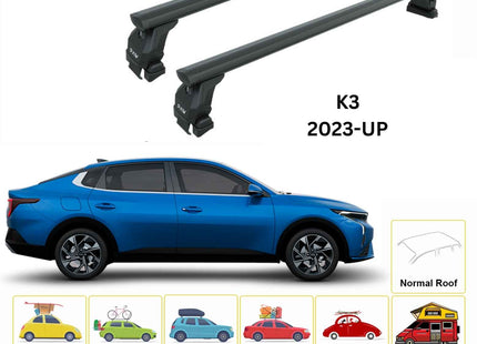 For Kia K3 2023-Up Roof Rack Cross Bars Normal Roof Alu Black