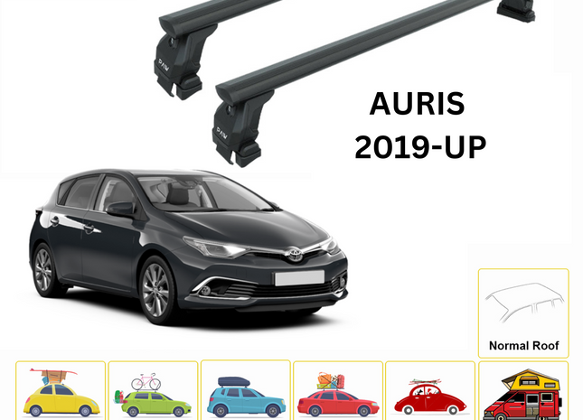 For Toyota Auris 2019-Up Roof Rack Cross Bars Normal Roof Alu Black