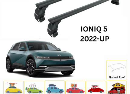 For Hyundai Ioniq 5 2022-Up Roof Rack Cross Bars Normal Roof Alu Black