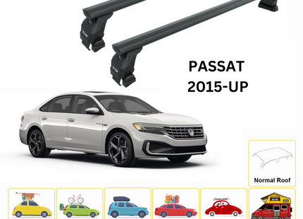 For Volkswagen Passat B6 2005-2011 Roof Rack Cross Bar Normal Roof Black