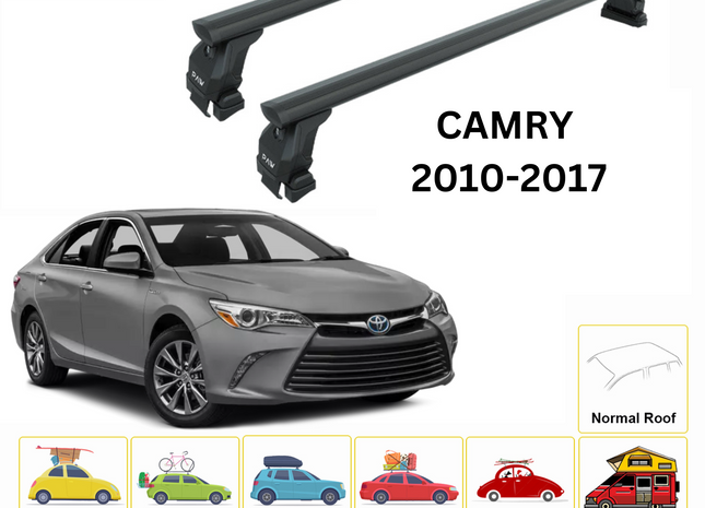 For Toyota Camry 2010-2017 Roof Rack Cross Bars Normal Roof Alu Black
