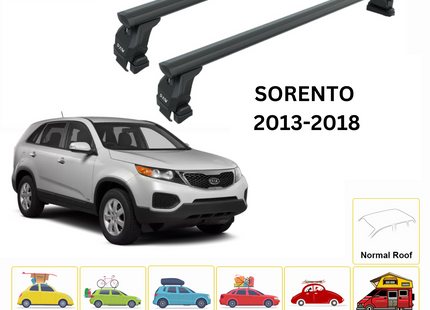 For Kia Sorento 2013-18 Roof Rack Cross Bars Normal Roof Alu Black