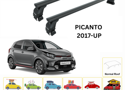 For Kia Picanto 2004-11 Roof Rack Cross Bars Normal Roof Alu Black